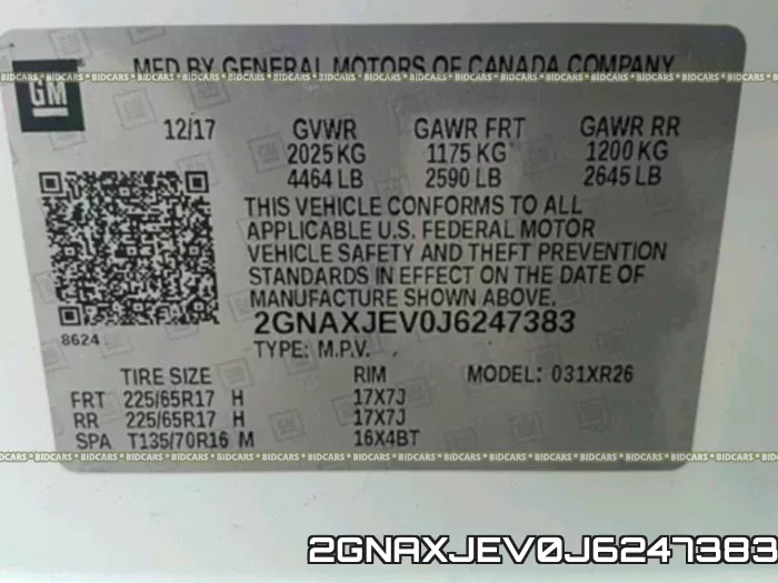 2GNAXJEV0J6247383 фото 2