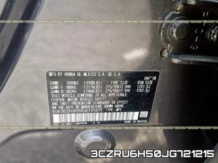 3CZRU6H50JG721215 фото 2