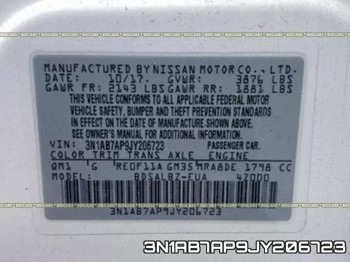 3N1AB7AP9JY206723 фото 2