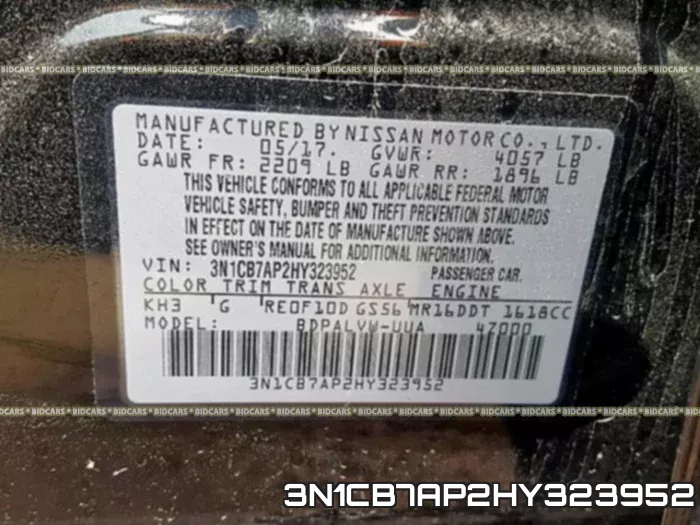 3N1CB7AP2HY323952 фото 2