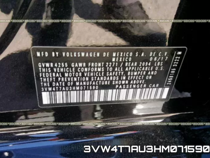 3VW4T7AU3HM071590 фото 2
