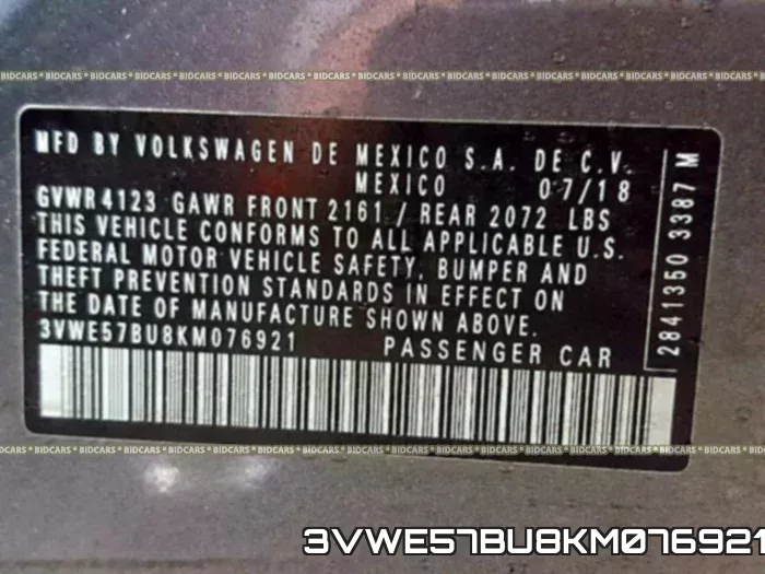 3VWE57BU8KM076921 фото 2