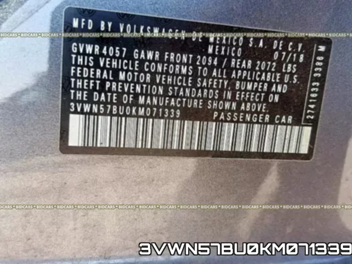 3VWN57BU0KM071339 фото 2
