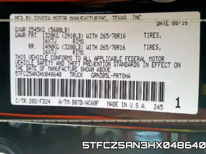 5TFCZ5AN3HX048640 фото 2