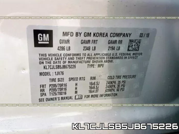 KL7CJLSB5JB675226 фото 2