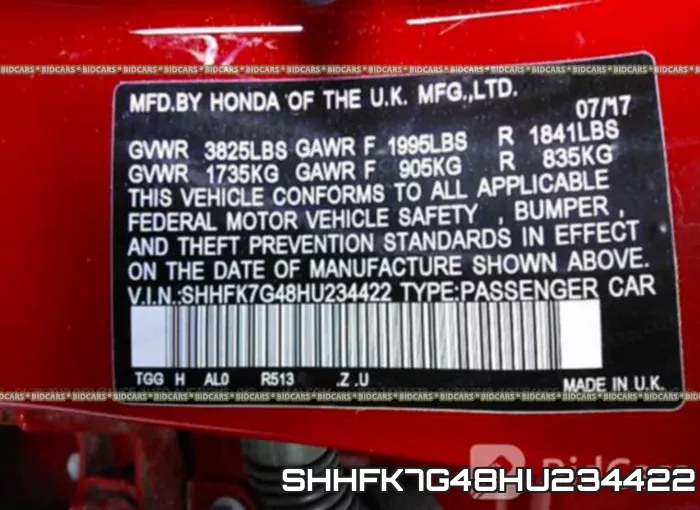 SHHFK7G48HU234422 фото 10