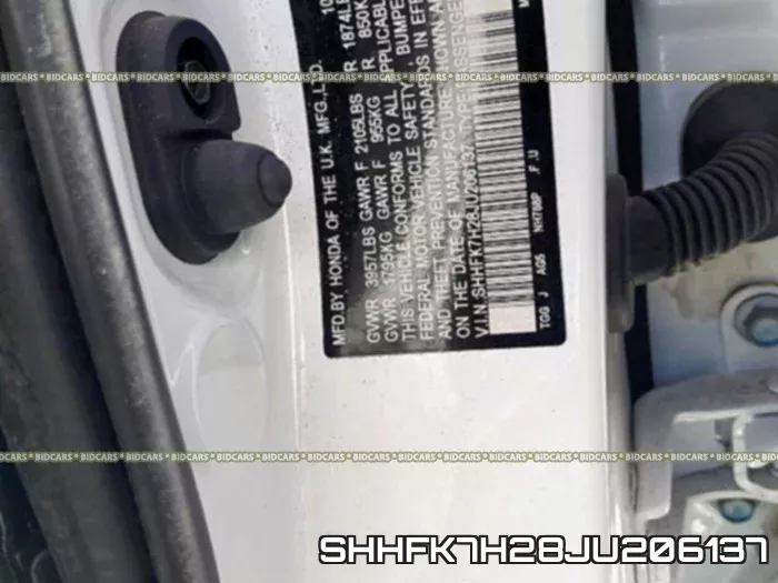 SHHFK7H28JU206137 фото 2