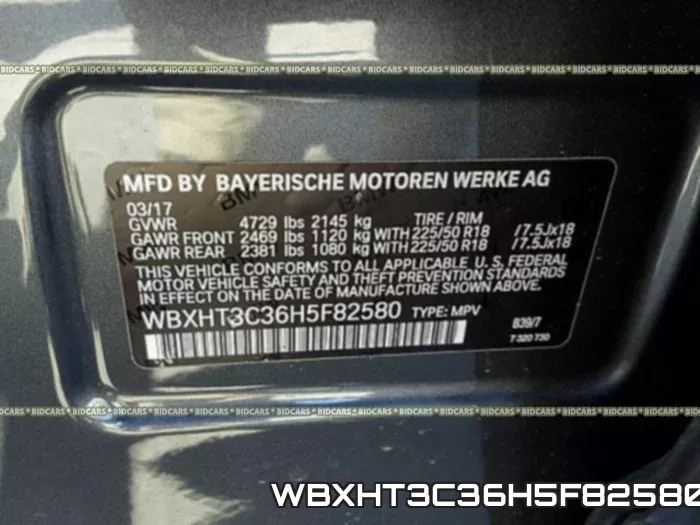 WBXHT3C36H5F82580 фото 2