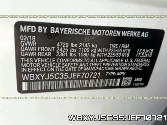 WBXYJ5C35JEF70721 фото 2