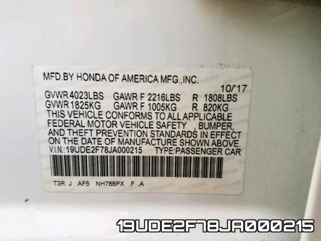 19UDE2F78JA000215 фото 2