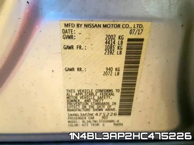 1N4BL3AP2HC475226 фото 2