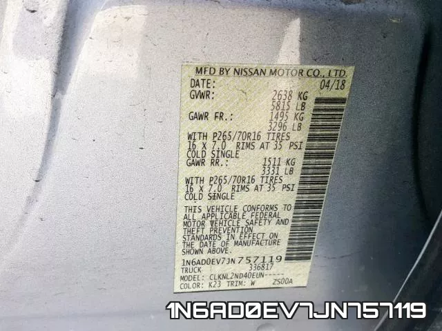 1N6AD0EV7JN757119 фото 2