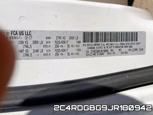2C4RDGBG9JR180942 фото 2