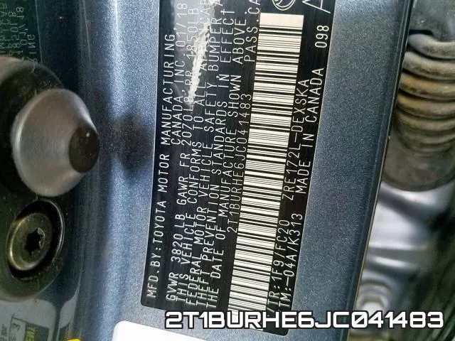 2T1BURHE6JC041483 фото 2