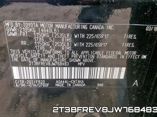2T3BFREV8JW768483 фото 2