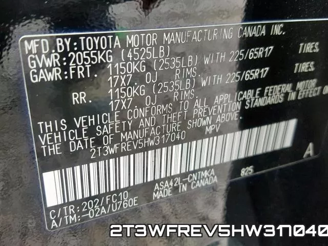 2T3WFREV5HW317040 фото 2