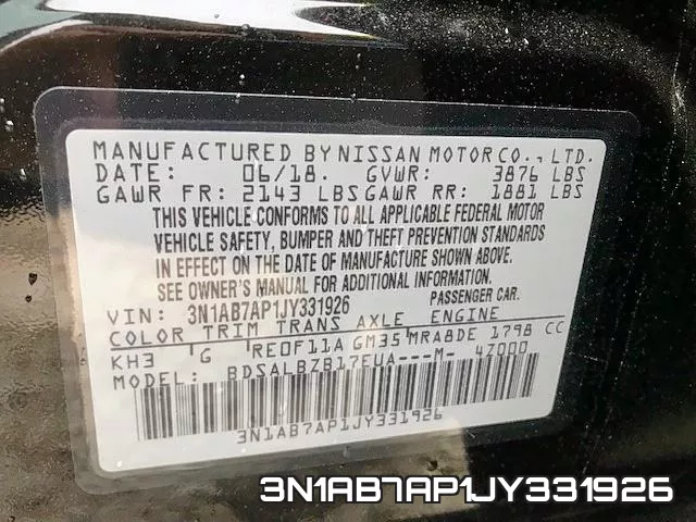 3N1AB7AP1JY331926 фото 2