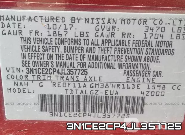 3N1CE2CP4JL357725 фото 10