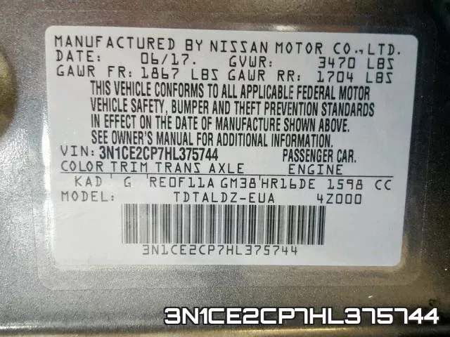 3N1CE2CP7HL375744 фото 2