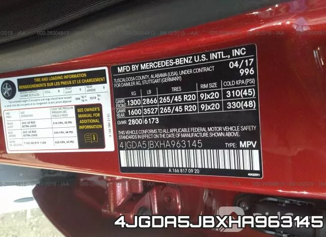 4JGDA5JBXHA963145 фото 10