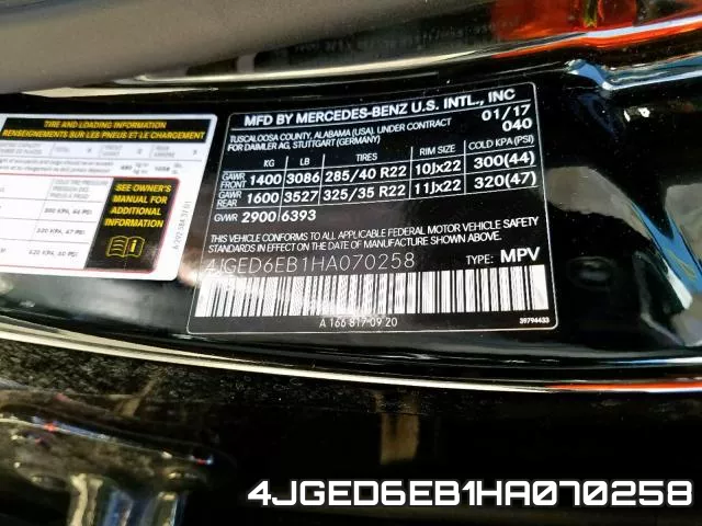 4JGED6EB1HA070258 фото 2