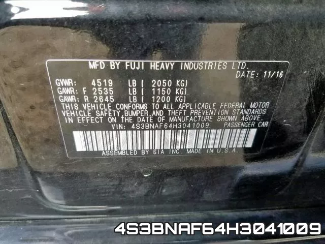 4S3BNAF64H3041009 фото 2