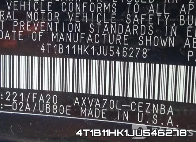 4T1B11HK1JU546278 фото 10