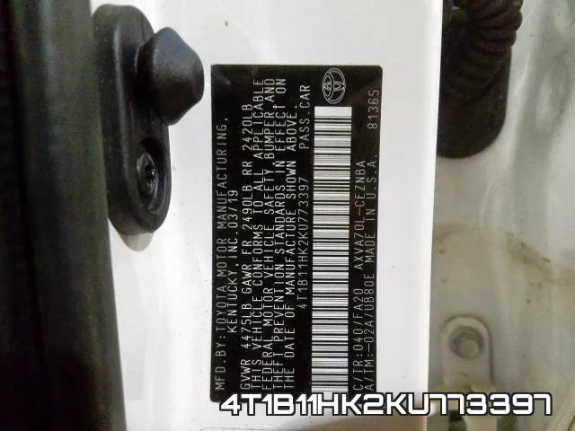 4T1B11HK2KU773397 фото 2