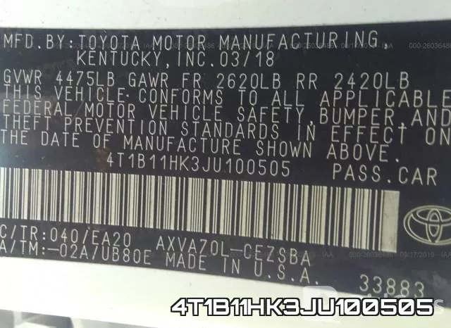 4T1B11HK3JU100505 фото 10