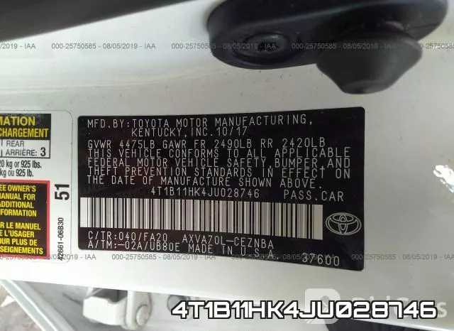 4T1B11HK4JU028746 фото 10