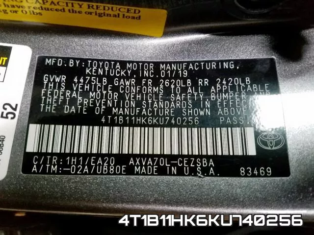 4T1B11HK6KU740256 фото 2