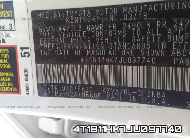 4T1B11HK7JU097740 фото 10