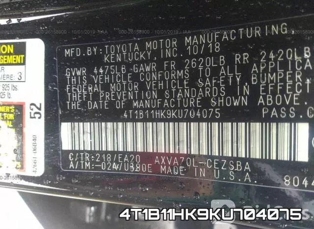 4T1B11HK9KU704075 фото 10