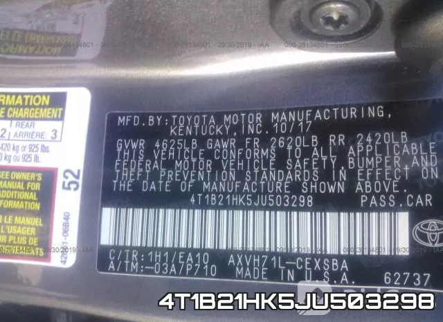 4T1B21HK5JU503298 фото 10