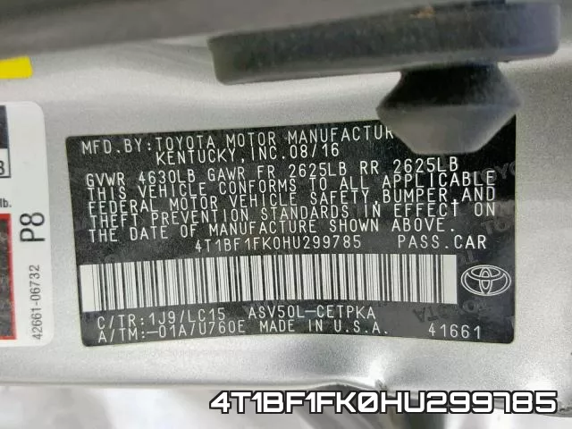 4T1BF1FK0HU299785 фото 2