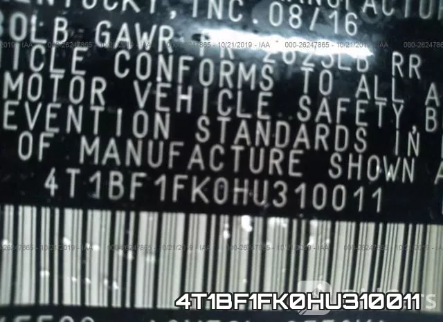 4T1BF1FK0HU310011 фото 10