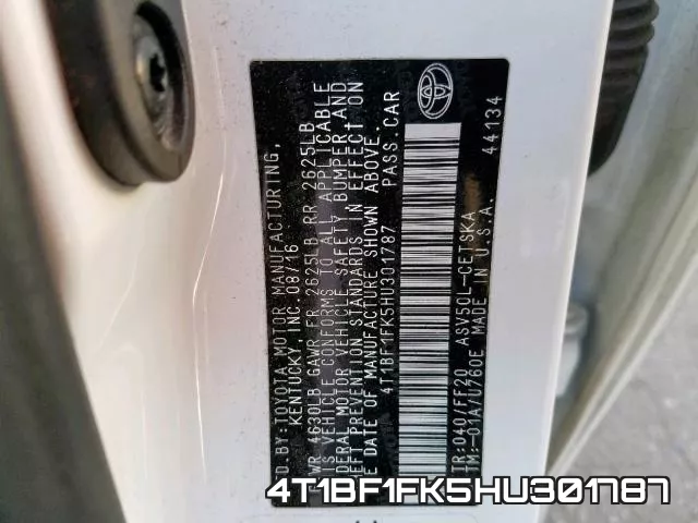 4T1BF1FK5HU301787 фото 2