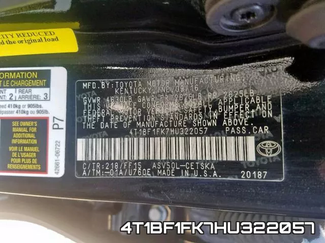 4T1BF1FK7HU322057 фото 2