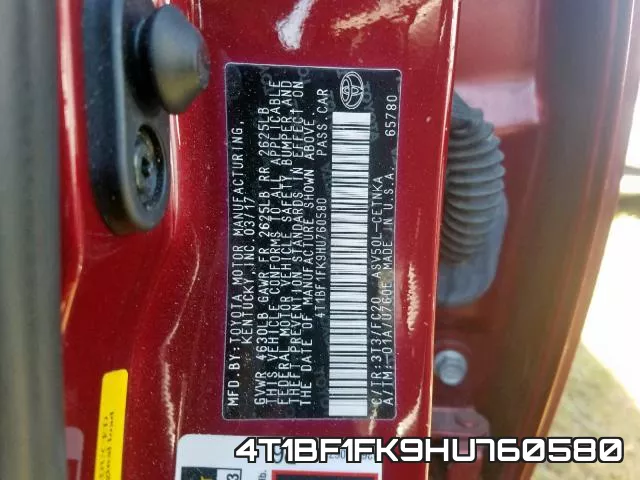 4T1BF1FK9HU760580 фото 2