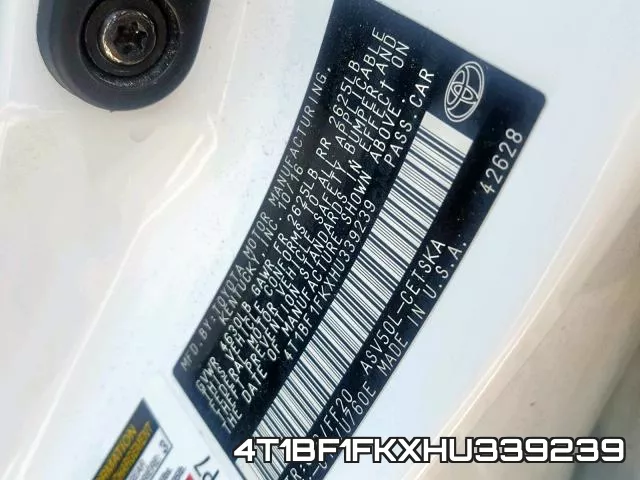 4T1BF1FKXHU339239 фото 2