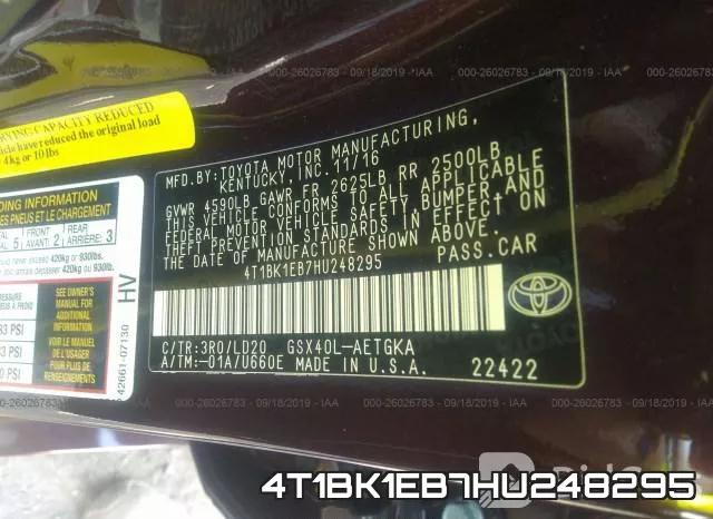 4T1BK1EB7HU248295 фото 10