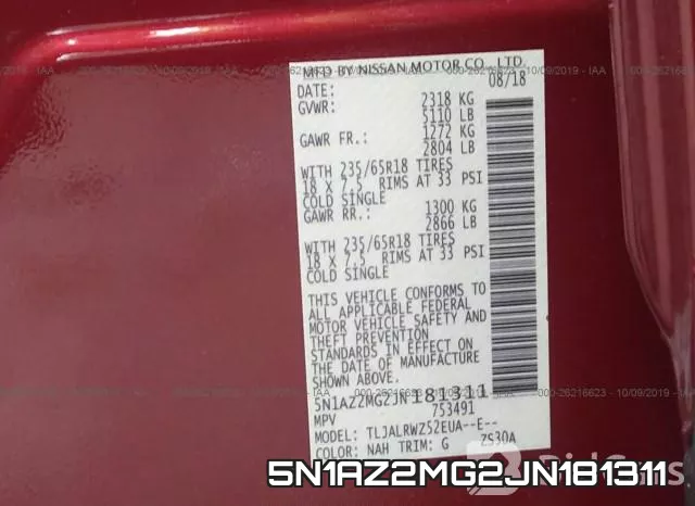 5N1AZ2MG2JN181311 фото 10