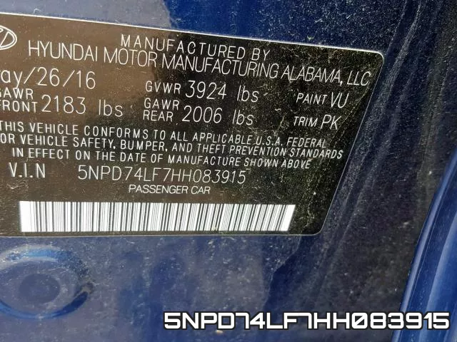 5NPD74LF7HH083915 фото 2