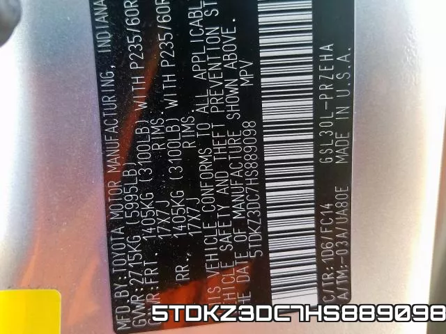 5TDKZ3DC7HS889098 фото 2