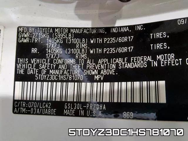 5TDYZ3DC1HS781070 фото 2