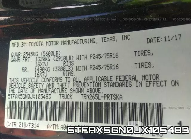 5TFAX5GN0JX105483 фото 10