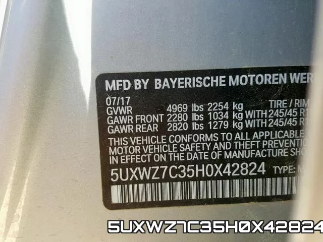 5UXWZ7C35H0X42824 фото 2