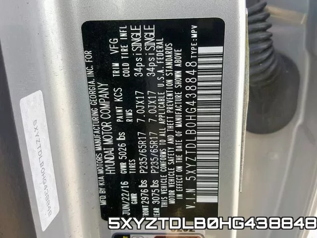 5XYZTDLB0HG438848 фото 2