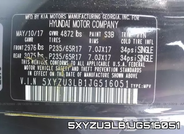 5XYZU3LB1JG516051 фото 10
