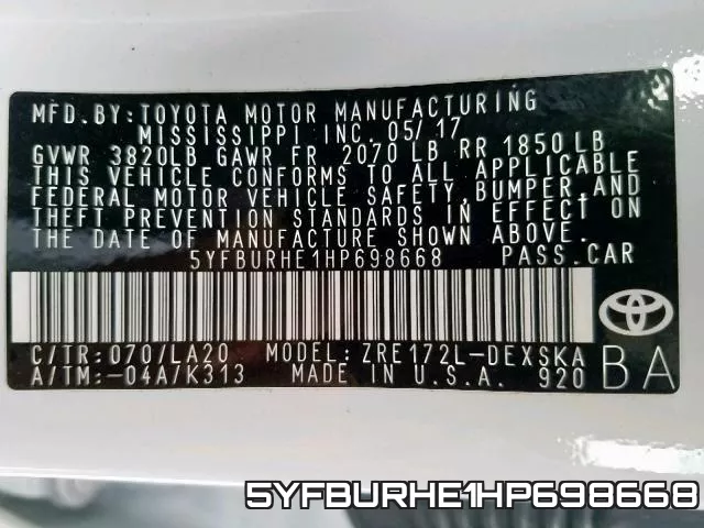 5YFBURHE1HP698668 фото 2